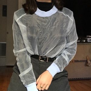 NWOT Topshop Transparent Blue Long-Sleeve